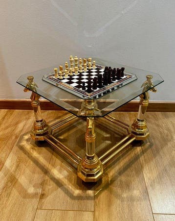 Schaaktafel - Kristal, Messing