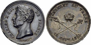 Frankreich Karl X Charles zilver Medaille 1824 Depaulis K..., Verzenden