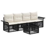 vidaXL Tuinbankenset 5 pcs Zwart poly rattan, Verzenden, Nieuw, 5 zitplaatsen