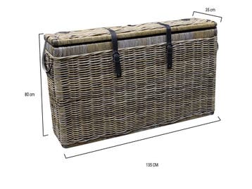Kussenbox klein 135x35xH80 cm naturel rotan, Tuin en Terras, Tuinmeubel-accessoires, Ophalen of Verzenden, Nieuw