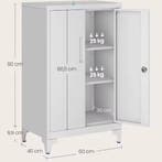 Metalen Opbergkast met 2 Deuren en Slot – 60x40x90 cm, Verzenden, Nieuw in verpakking