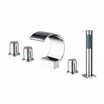 Waterval badkraan Swan 5-delig chroom met handdouche, Doe-het-zelf en Verbouw, Sanitair, Verzenden, Nieuw