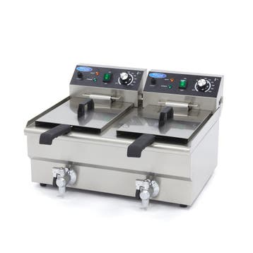 Frituurpan - 2x 10 L - 2 Manden - met Tapkraan, Witgoed en Apparatuur, Frituurpannen, 4 liter of meer, Verzenden, Nieuw, Duo-friteuse