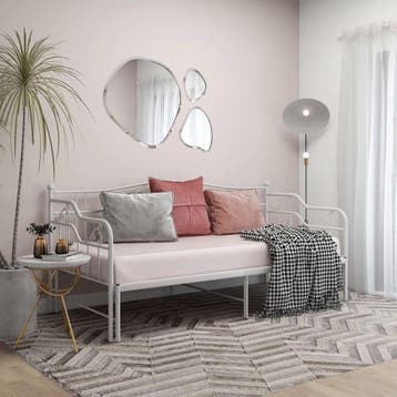 vidaXL Slaapbank uittrekbaar metaal wit 90x200 cm, 90 cm, Eenpersoons, Verzenden, Wit