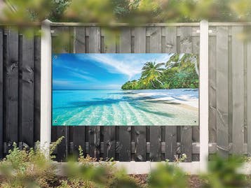 NR 1218: Tuinposter Tropisch strand 90x180cm, Nieuw