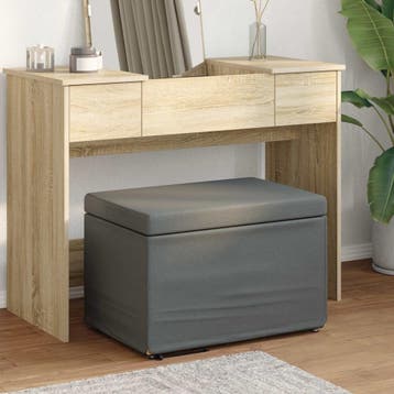 vidaXL Kruk Donkergrijs 61 x 41 x 40 cm Stof en Geëngineerd, Verzenden, Nieuw