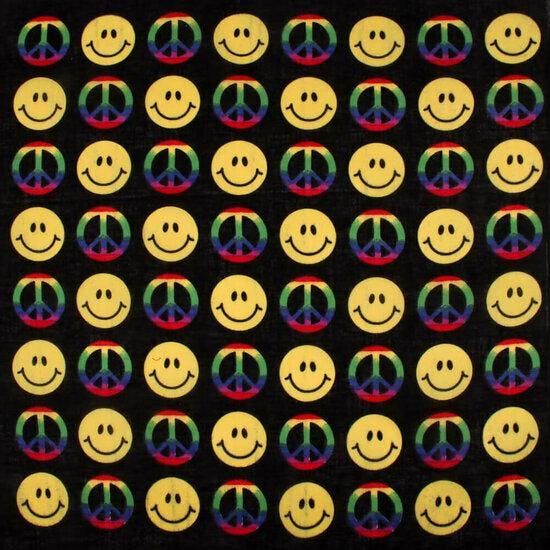 Haarband Bandana Zakdoek 55cm – Smiley Print – Zwart Geel, Sieraden, Tassen en Uiterlijk, Uiterlijk | Haarverzorging