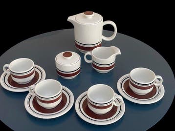 Richard Ginori - Mondovi - Theeservies (11) - Porselein,, Antiek en Kunst
