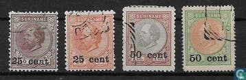 Suriname - Willem III, met opdruk - 1900, Verzenden, Gestempeld