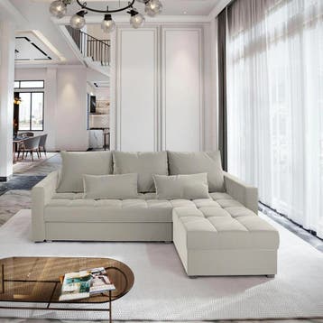 Slaapbank Kos met Opbergruimte Beige | Universeel | €449,-, Verzenden, Overige maten, Overige maten, Nieuw