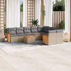 vidaXL 10-delige Loungeset met kussens poly rattan beige, Tuin en Terras, Verzenden, Nieuw, Loungeset