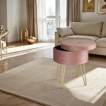Hocker Ava gestoffeerd in fluweellook 300kg met opbergruimte, Verzenden, Nieuw