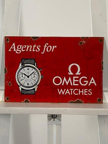 Omega - Emaille plaat - 30x20cm - Gemaakt van een dikke
