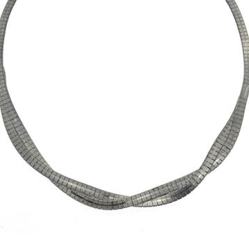 Zilveren fantasie boa collier (Ketting), Sieraden, Tassen en Uiterlijk, Kettingen, Ophalen of Verzenden, Gebruikt, Zilver, Zilver