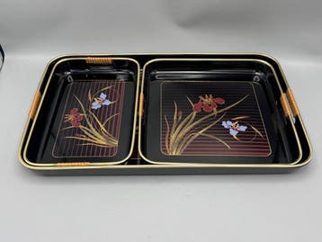 Dienblad (3) - polyester - 3 Vintage Serveerbladen