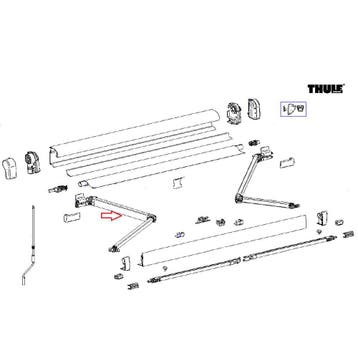 Thule 4900 Scharnierarm Links 300-350, Nieuw