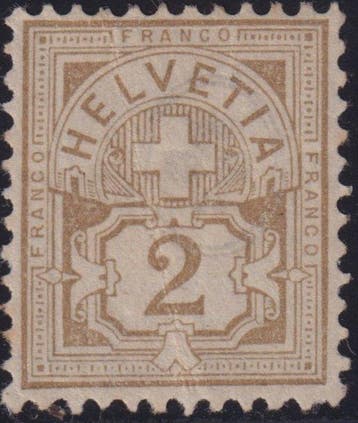 Zwitserland 1882 - Cifra e Croce 2 c. bistro Unif. 58 nieuw, Gestempeld