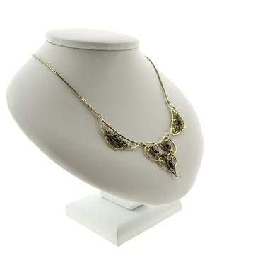 Antiek gouden collier met granaat (Ketting), Gebruikt, Ophalen of Verzenden, Met edelsteen, Goud