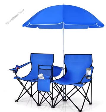 2-Zits Campingstoel met Parasol, Koeltas en Draagtas, Tuin en Terras, Tuinstoelen, Verzenden, Nieuw