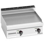 GGM Gastro | Elektrische bakplaat - 9,6kW - Geribbeld - |, Verzenden, Nieuw, Effen, Kop(pen) en/of Schotel(s)