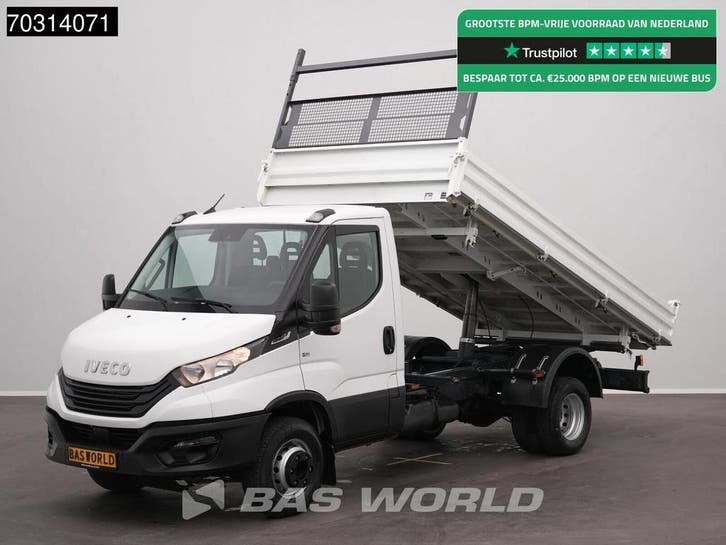 Iveco Daily 72C21 3.0L Automaat Driezijdige Kipper Dubbelluc, Auto's, Bestelauto's, Lease, Automaat, Financial lease, Diesel, Wit