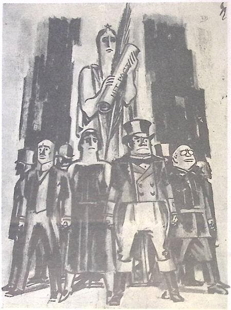 Mussolini vreest sancties door het volkenbond op spotprent, Antiek en Kunst, Kunst | Litho's en Zeefdrukken, Verzenden