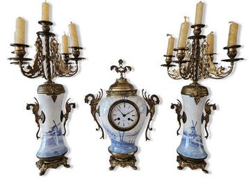 Klok - Brillié - Porselein - 1850-1900 - Met bijhorende
