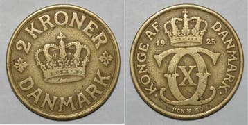 2 Kroner Danemark Denmark Km 825 2 Kronen 1925 Christian X, Verzenden