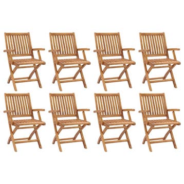vidaXL Opklapbare stoelen, 8 stuks, massief teakhout, Verzenden, Nieuw, Hout