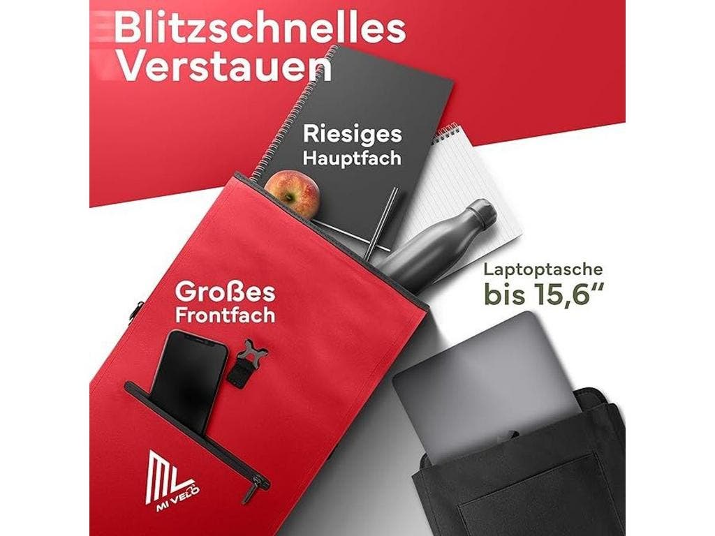 MIVELO 3-in-1 fietstas voor bagagedrager I rugzak, bagagedragertas achter & schoudertas fiets - In 15 seconden omgebouwd I Comfortabele fietsrugzak I 100% waterdichte tas (Mint