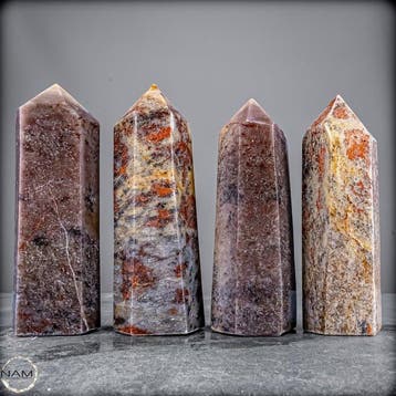 Natuurlijke Aventurijn Obelisk Set – glinsterende