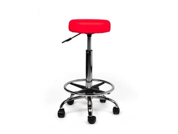 Tabouret Rood - Hoge uitvoering met Voetsteun, In hoogte verstelbaar, Nieuw, Kunststof