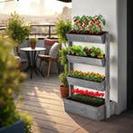 Plantenbak Flora, gelakt hout, met plantenfolie - grijs, 85, Tuin en Terras, Overige Tuin en Terras, Verzenden, Nieuw