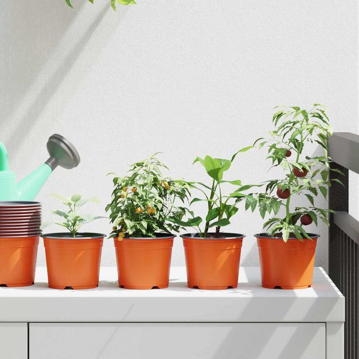 vidaXL Ronde Bloempot 100 st Terracotta Ø 10 x 8 cm, Tuin en Terras, Bloembakken en Plantenbakken, Minder dan 60 cm, Nieuw, Kunststof