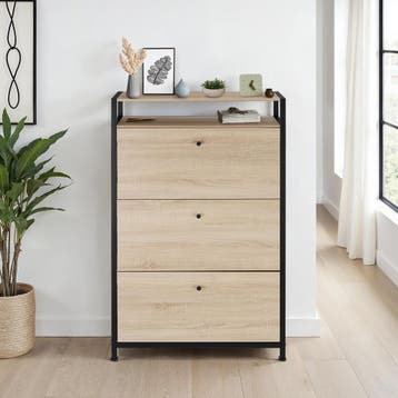 Schoenenkast - Industrieel licht hout, eiken Sonoma, 81 cm, Verzenden, Nieuw