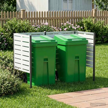 vidaXL Afvalcontainer scherm 167 x 85 x 113 cm Staal Wit, Verzenden, Nieuw, IJzer