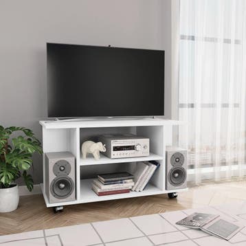 vidaXL Tv-meubel met wieltjes 80x40x45 cm bewerkt hout wit, Huis en Inrichting, Kasten | Televisiemeubels, Verzenden, Nieuw, 50 tot 100 cm