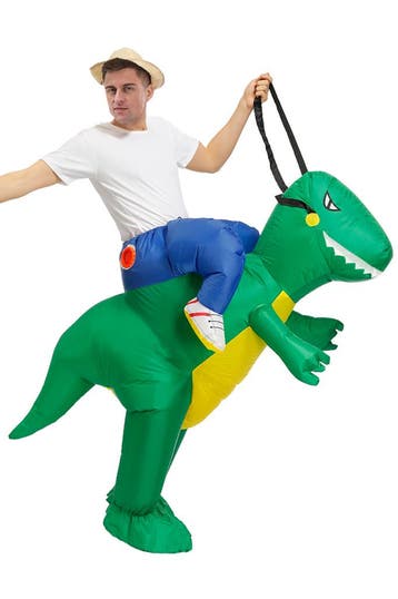 KIMU® Opblaas Kostuum Kinderen Rijdend Op Groene Draak 80 86, Kinderen en Baby's, Carnavalskleding en Verkleedspullen, Ophalen of Verzenden