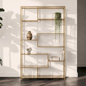 *WOONWINKEL* Kare Design Loft Gold Hoog Wandrek Staal Met Gl, Verzenden, Nieuw