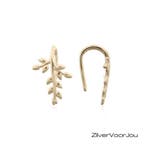 Zilveren gold plated kleine puffy takjes oorhangers, Verzenden, Nieuw, Zilver