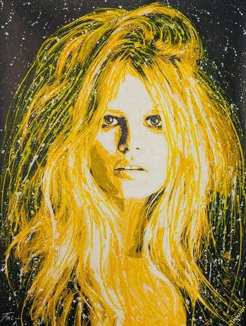Joaquim Falco - BRIGITTE BARDOT IN YELLOW-WHITE, Antiek en Kunst