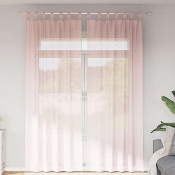 vidaXL Gordijnen voile met roedezakken 2 st lichtroze, Verzenden, Nieuw, Roze