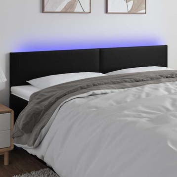 vidaXL Hoofdbord LED 160x5x78/88 cm kunstleer zwart, Verzenden, Nieuw, Zwart, Overige materialen