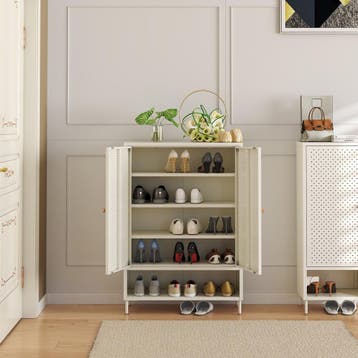 Schoenenkast Coleraine 115x80x35 cm cremewit [en.casa], Huis en Inrichting, Kasten | Schoenenkasten, Verzenden, Nieuw