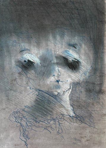Robert Detheux (1932-2010) - Portrait surréaliste aux yeux