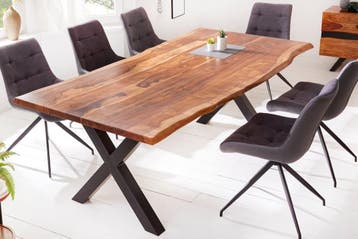 Eettafel Amazonas X 180cm natuurlijk Sheesham/ 40192, Ophalen of Verzenden, Nieuw