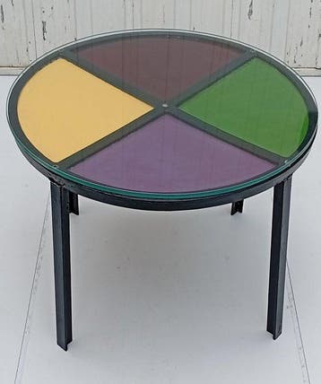 Bijzettafel - bijzettafel - Smeedijzer, Kristal, leer -