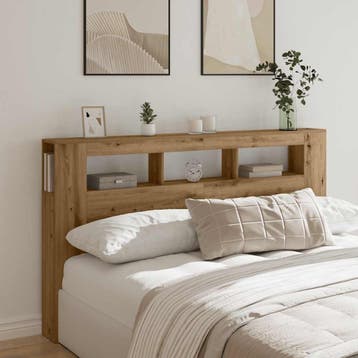 vidaXL Hoofdeinde met LED 180x18,5x103,5 cm hout artisanaal, Verzenden, Nieuw, Bruin, Hout