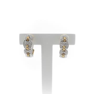 Bicolor oorbellen met diamant; 0,48 ct., Sieraden, Tassen en Uiterlijk, Oorbellen, Gebruikt, Overige kleuren, Ophalen of Verzenden