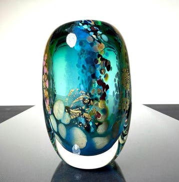 Maxence Parot - Vaas - Unieke vaas, kleuren en goud - Glas, Antiek en Kunst
